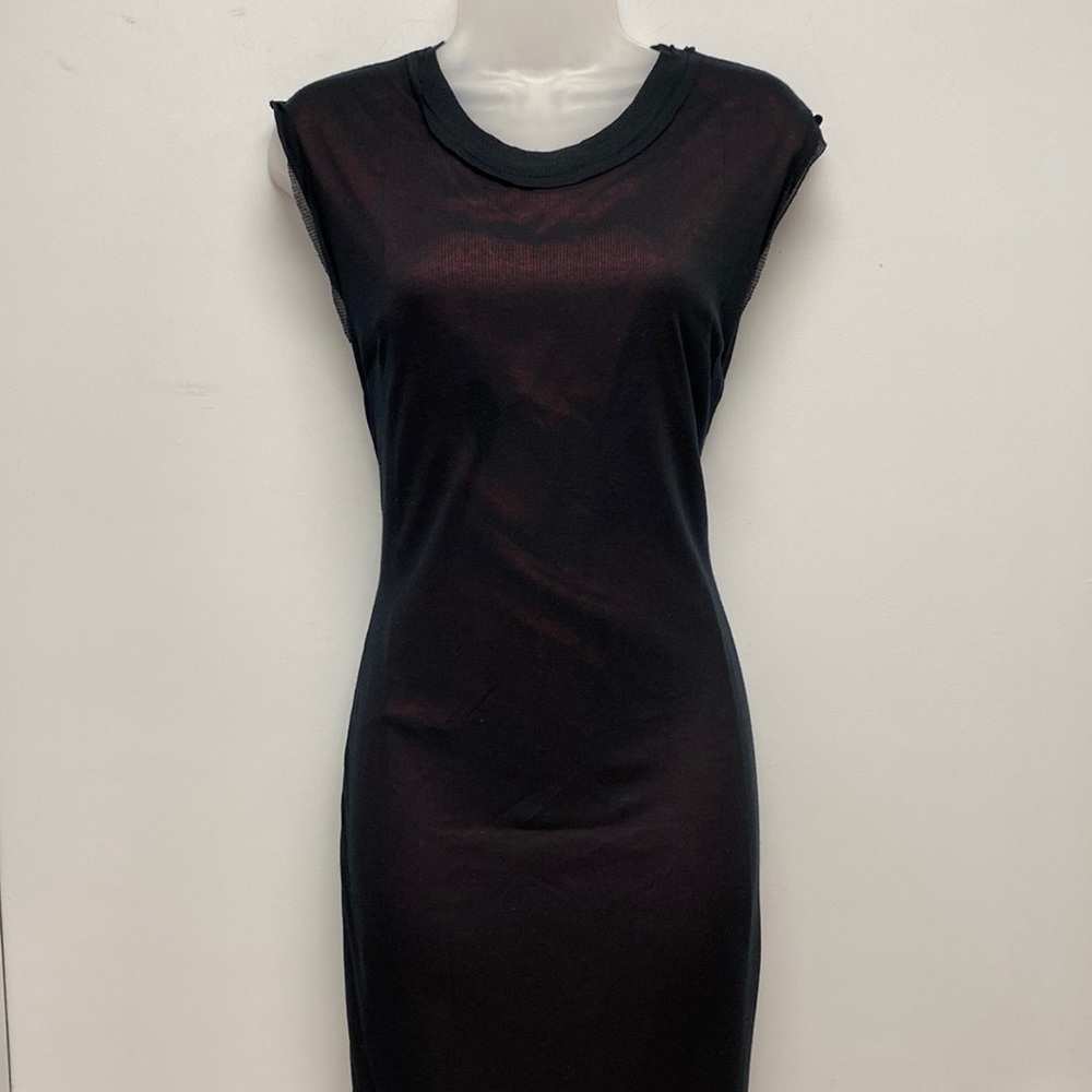 Public School Sheer Black Red Satin Lined Midi Dress